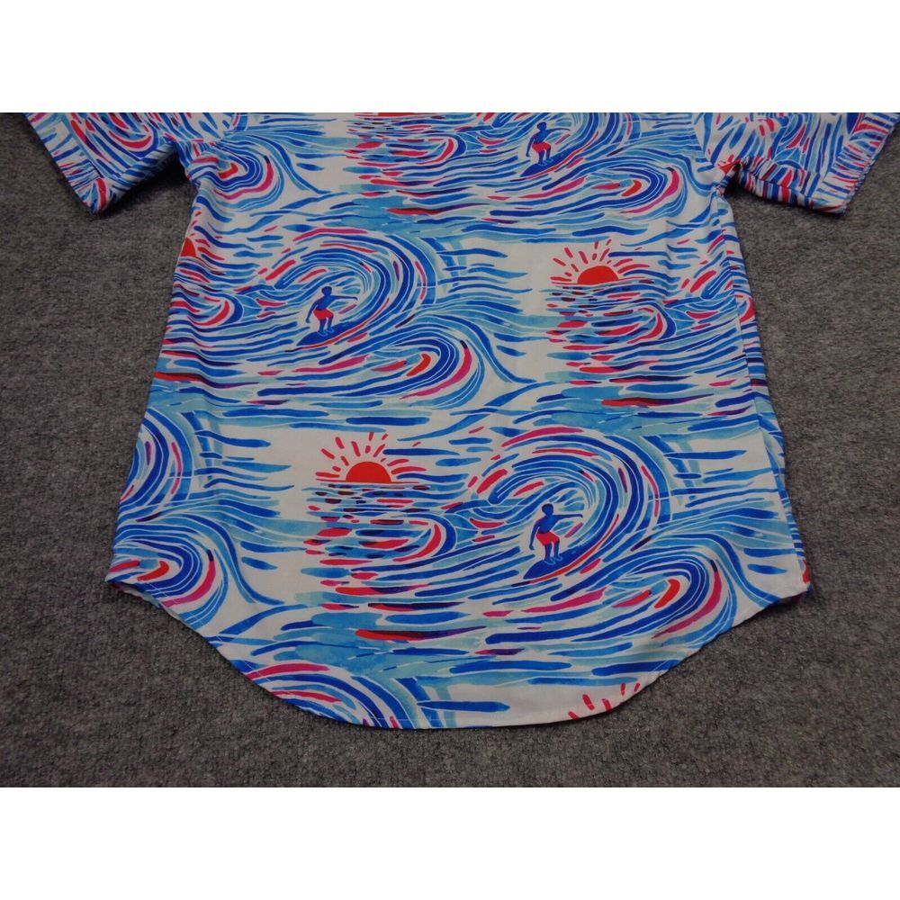 RSVLTS Shirt Mens S Blue Waves Surfer Sunset Hawaiian Dare Mighty Things - Picture 6 of 12